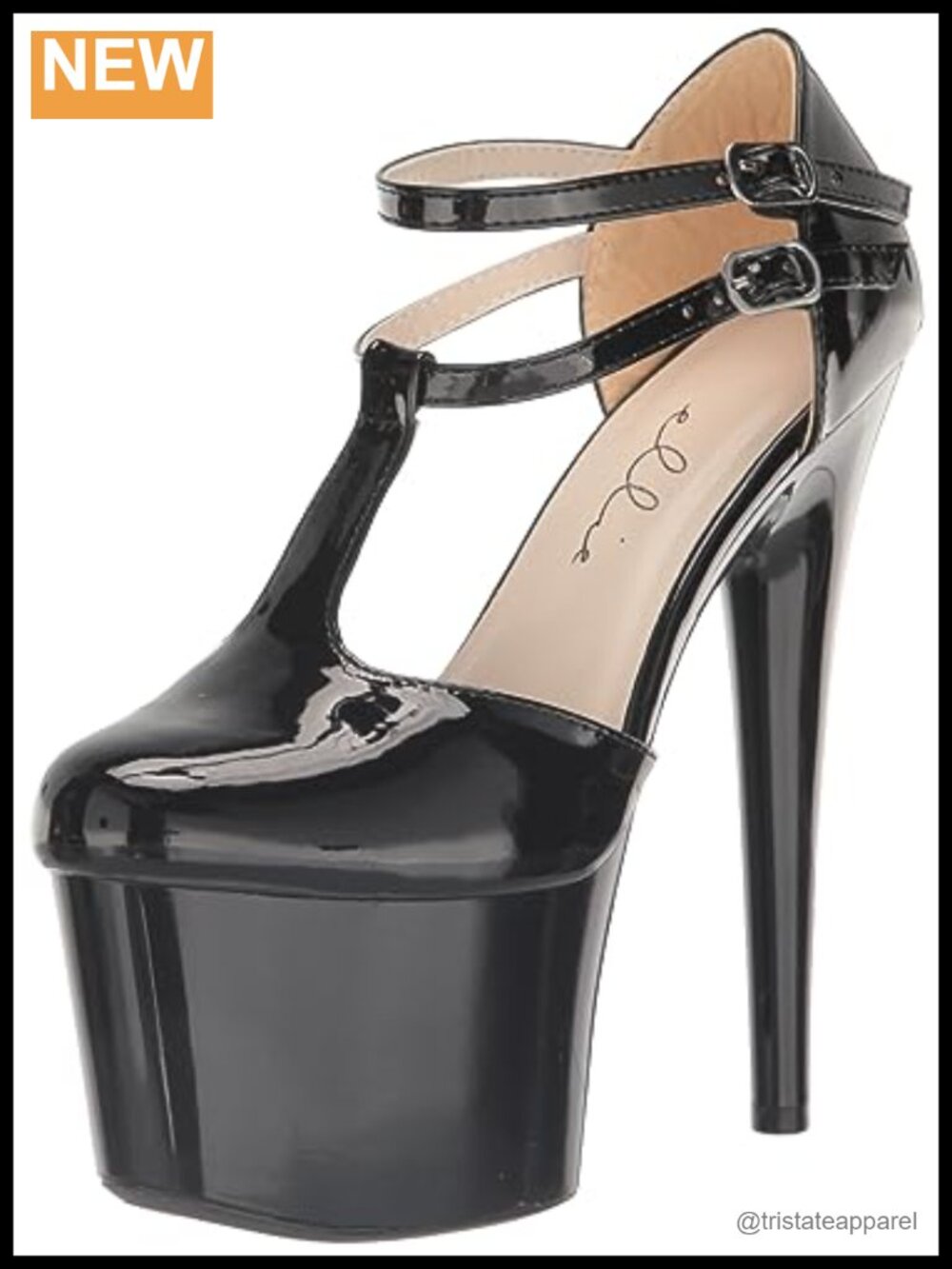 Faux Leather Platform Sandal T-Strap Buckle Wedding Shoes